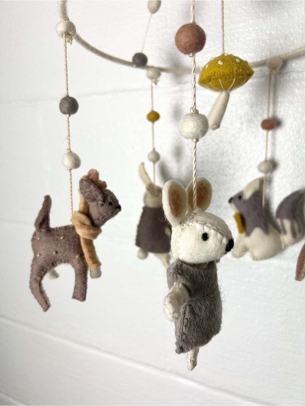 Woodland animals Baby Mobile nursery decor Neutral mushroom deer bunny - Picture 2 of 7